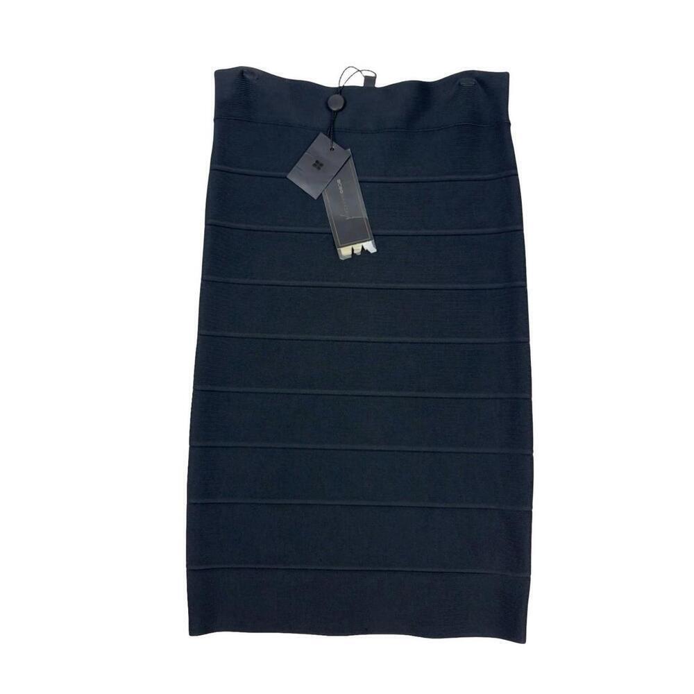BCBG Maxazria Alexa Knitted Bandage Midi Skirt Black Size XS